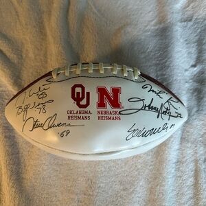 Autographed Oklahoma Nebraska Heisman Football
